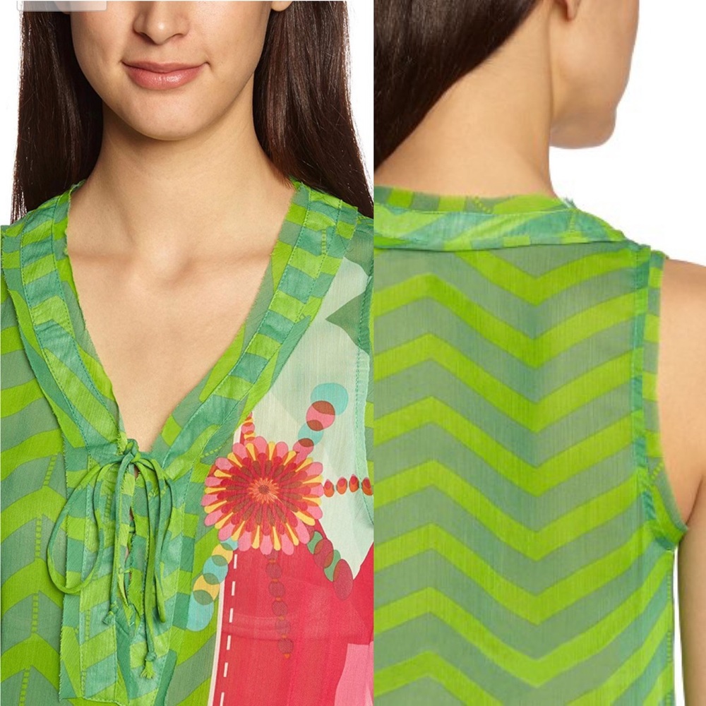 DESIGUAL | Damen Kleid Dress In Green w/ Designs - Picture 6 of 8